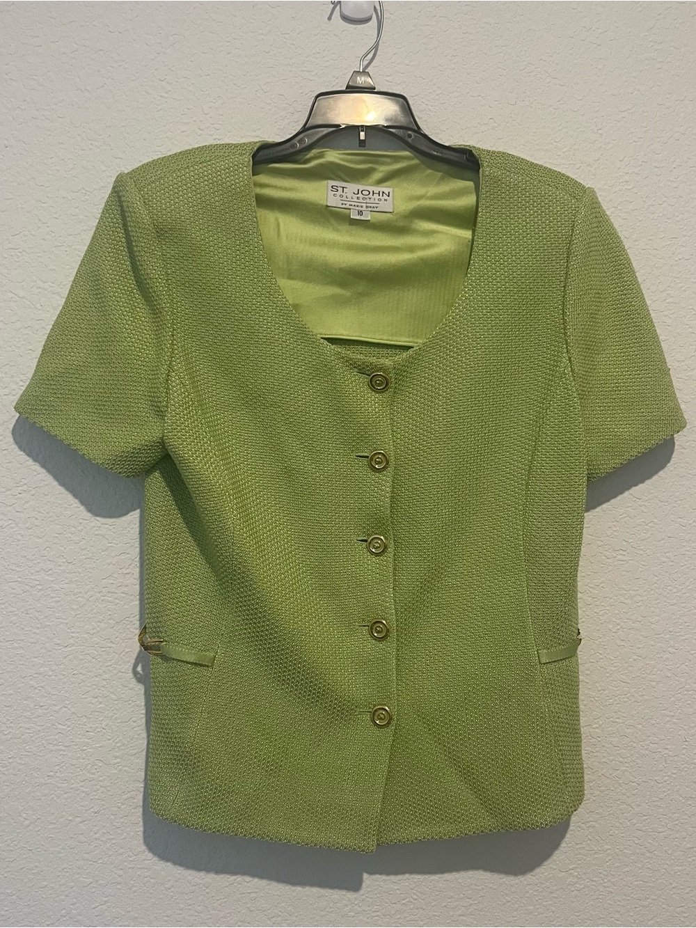 St. John Lime Green Short Sleeve Blazer Jacket Size 10